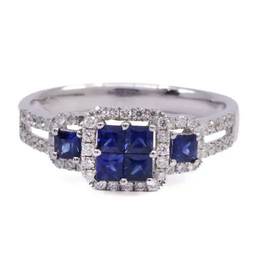 [MT32624655] Anello - Zaffiri 0,50ct. brillanti 0,50ct. G-VS1 in oro 18kt. 11,10gr
