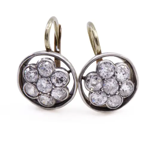 [MT32624662] Orecchini stile antico - Oro 9kt. e argento con diamanti taglio antico