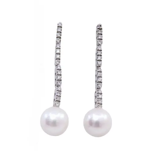 [MT32625327] Orecchini Perle - brillanti,  oro 18kt. peso totale 4,90gr
