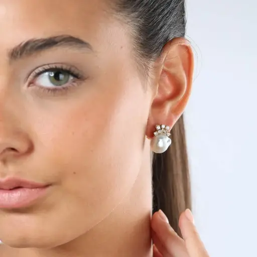 [MT32625593] Orecchini perle scaramazze - Brillanti 0,66ct. H-VS1 oro 18kt. peso totale 13,5 gr