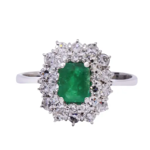 [MT32626447] Anello - Smeraldo 0,80ct. brillanti 0,70ct. H-VS1 in oro 18kt. 4,00gr