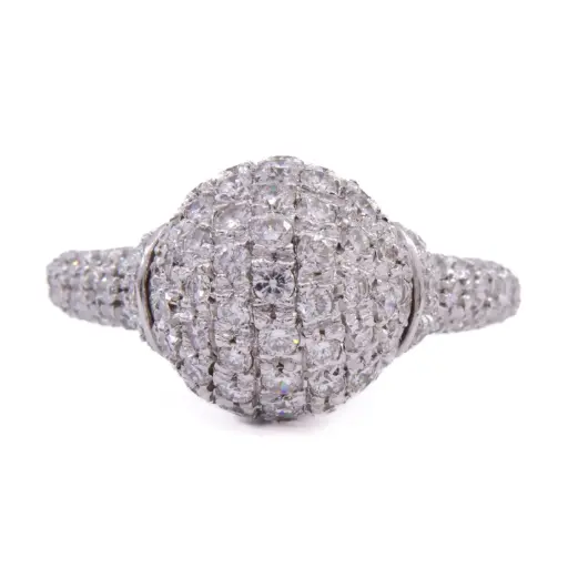 [MT32627357] Anello sfera - Pavè di brillanti 1,60ct. G-VS1, oro 18kt. peso totale 7,9gr