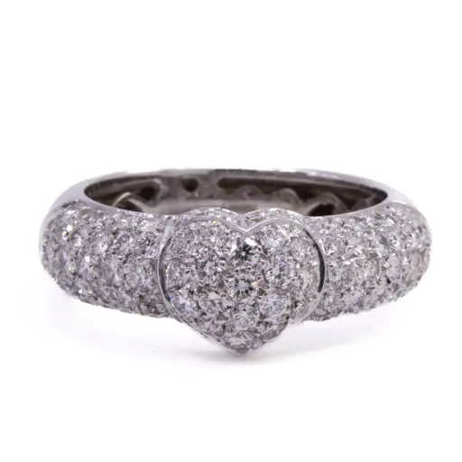 [MT32627364] Anello cuore - Pavè di brillanti 1,00ct. G-VS1, oro 18kt. peso totale 7,10gr