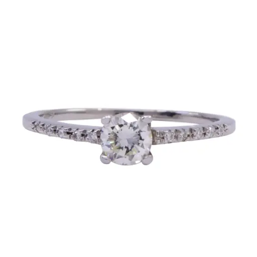 [MT32628309] Anello solitario - Brillante centrale 0.43ct. G/H-VS1, brillanti su gambo 0,05ct.