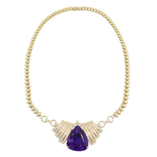[MT32628449] Collana Ametista - Brillanti 4,25ct. H-VS1, oro 18kt. peso totale 79,60gr