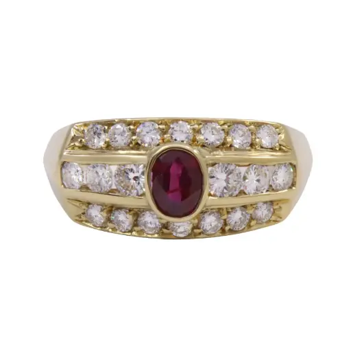 [MT32630871] Anello - Rubino 0,40ct. brillanti 0,70ct. H-VS in oro 18kt.