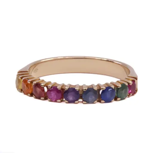 [MT32631018] Anello Veretta in oro rosa - Zaffiri Fancy gr. 3,0