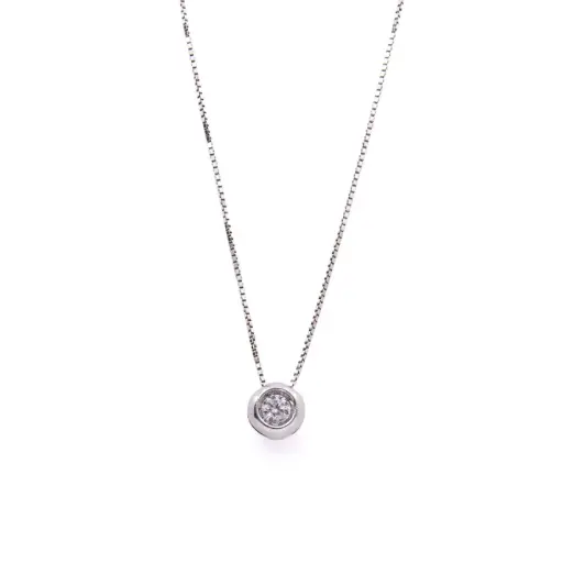 [MT32631039] Collana punto luce - Brillante 0,15ct, G-VS1, oro 18kt, peso totale 2,00gr.