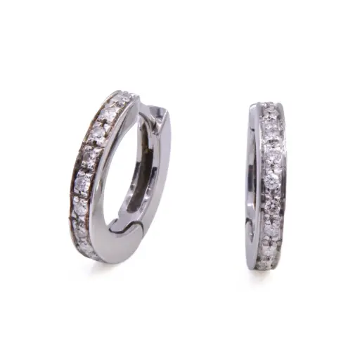[MT32631053] Orecchini mini cerchi - Brillanti 0,14ct. G-VS, oro 18kt. peso totale 3,2 gr