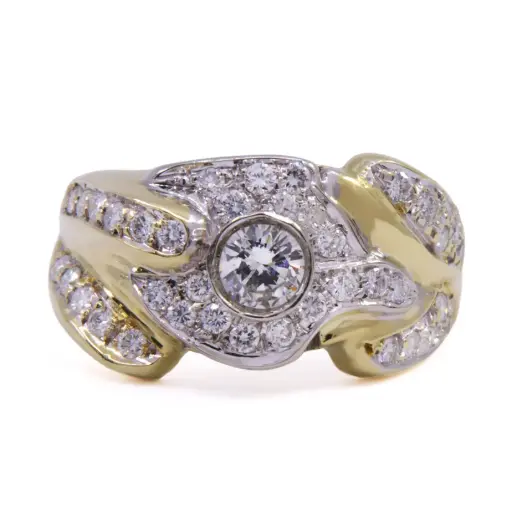 [MT32631102] Anello - Brillanti 0,30ct. + 0,50ct. H-VS1 in oro 18kt. peso totale 7,50gr.