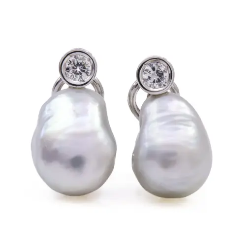 [MT32631207] Orecchini perle barocche - Brillanti 0,50ct. H-VS1 oro 18kt.