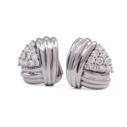 [MT32632152] Orecchini Ventaglio - Brillanti 1,00ct. F/G-VVS, oro 18kt. peso totale 11,10gr