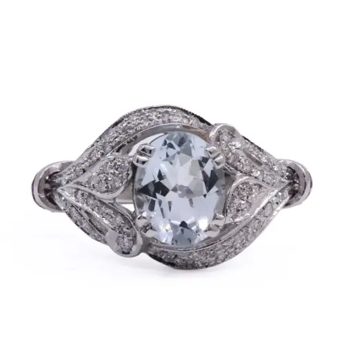 [MT32632313] Anello - Acquamarina 2,00ct. brillanti 0,30ct. G-VS1 in oro 18kt. 7,20g