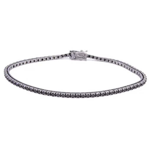 [MT32632684] Bracciale tennis - Diamanti neri 1,50ct. oro 18kt. peso totale 9,50gr.