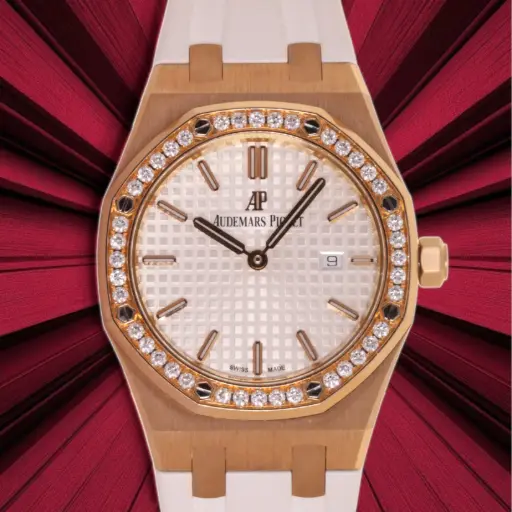 [MT32634329] Audemars Piguet ref.67651OR.ZZ.D010CA.01  Royal Oak Quartz Rose Gold 33mm AP Box & Papers - 2016 - our two-year warranty