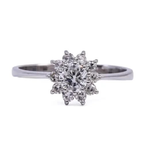 [MT32634434] Anello - Brillante 0,45ct. + 0,20ct. H-VS1, oro 18kt di gr.2,70