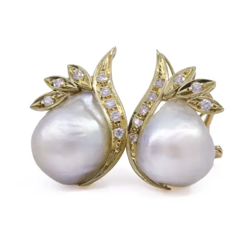 [MT32634483] Orecchini perle scaramazze - Brillanti 032ct. H-VS1 oro 18kt. peso totale 13,4 gr