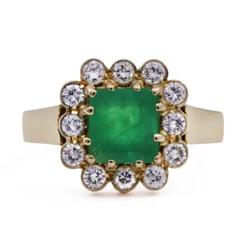 [MT32635827] Anello - Smeraldo 2,50ct. brillanti 0,60ct. G-VS1, oro 18kt. peso totale 7,20gr.