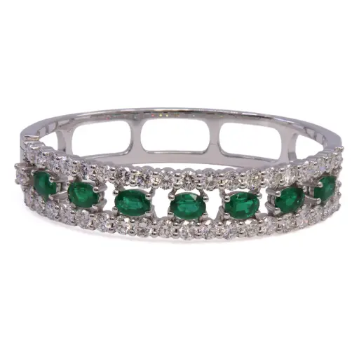 [MT32636912] Bracciale smeraldi -  Brillanti ct.9,96 FG-VVS - Smeraldi ct.6.13 peso totale 52,60gr